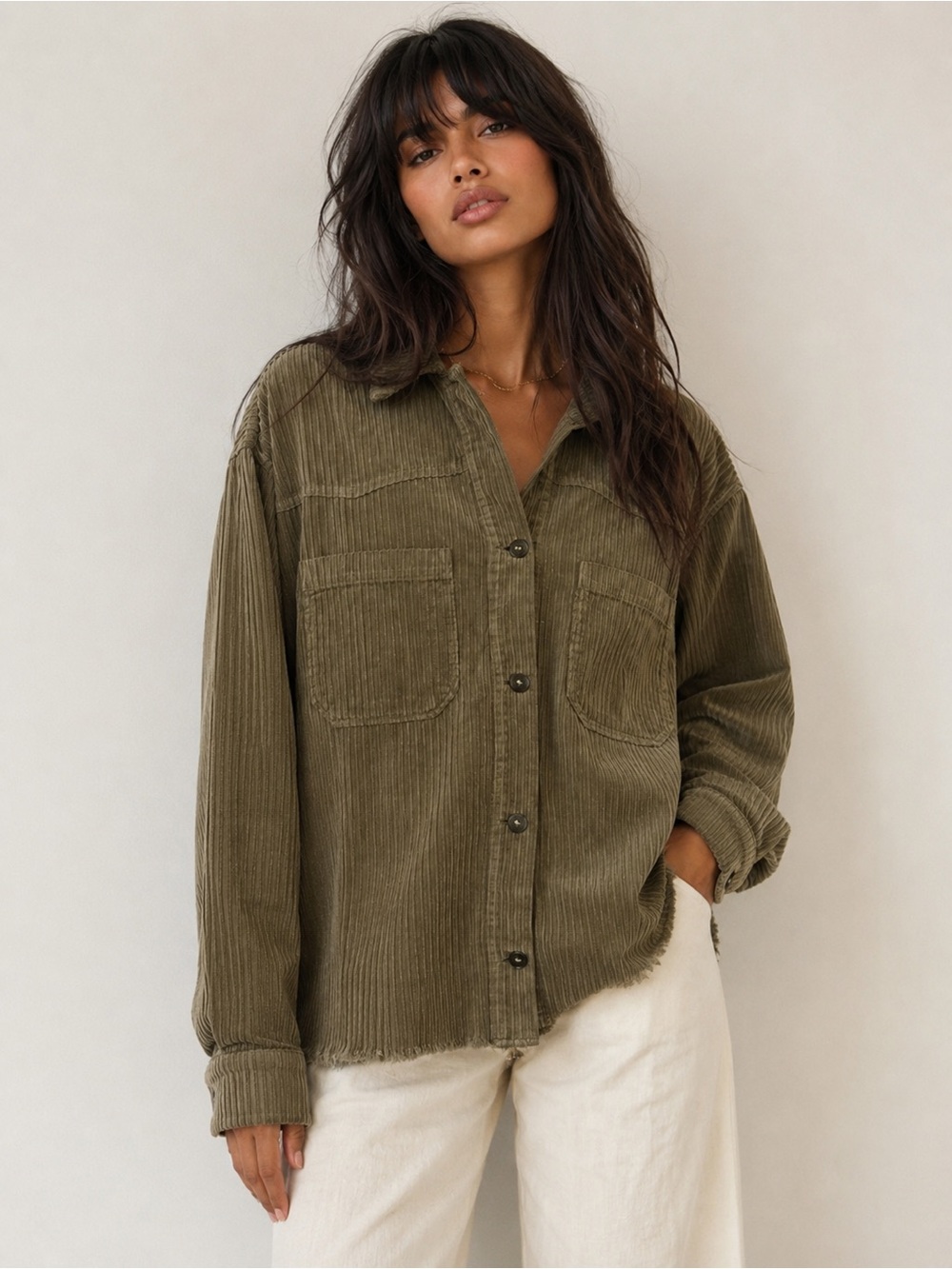 Zara Corduroy Jacket Oversized Shirt Jacket Size Small Green Shacket